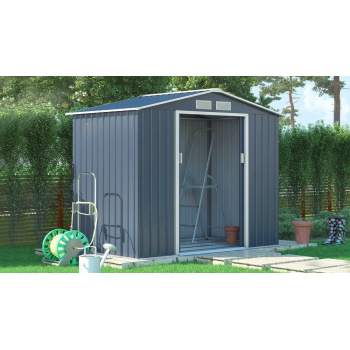 Zahradní domek- kovová bouda na nářadí / na kola, posuvné dveře, šedý, 213x127x195 cm