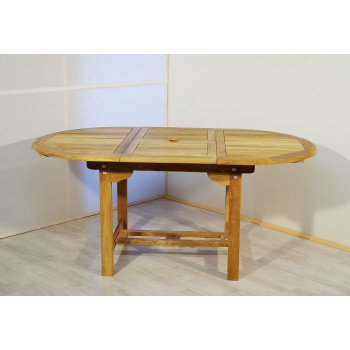 Venkovní stůl z masivního dřeva teak oválný, rozložitelný- délka 120/170 cm