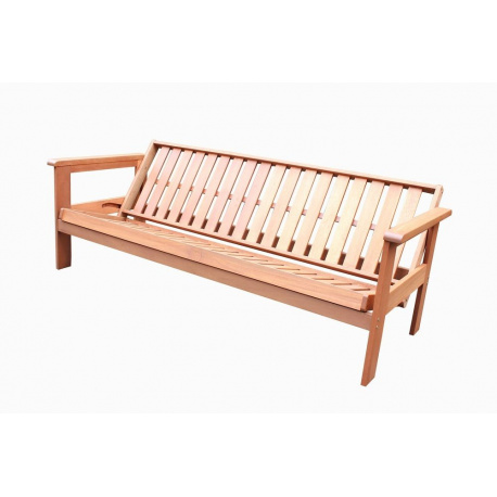 Dřevěná zahradní lavice, rozložitelná na lůžko, hnědá, 202 cm
