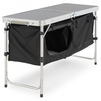 Rozkládací stolek do kempu + závěsný úložný prostor, 120x47 cm