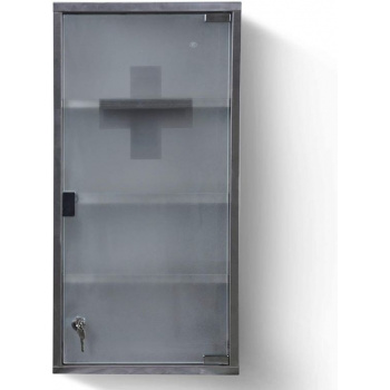 Nástěnná skříňka na léky kovová uzamykatelná, 30x60x12 cm