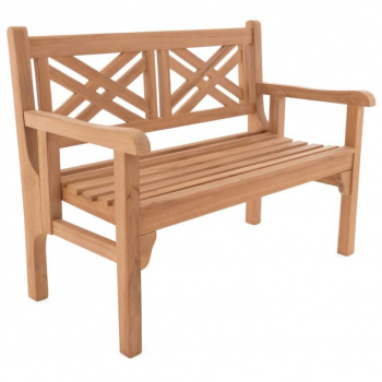 Skládací venkovní lavička z masivního týkového dřeva, pro 2 osoby, 120 cm