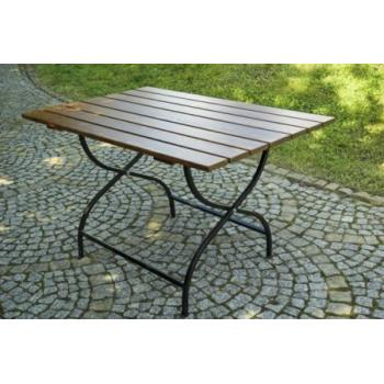 Skládací venkovní stůl kov / dřevo, borovice, 120x80 cm