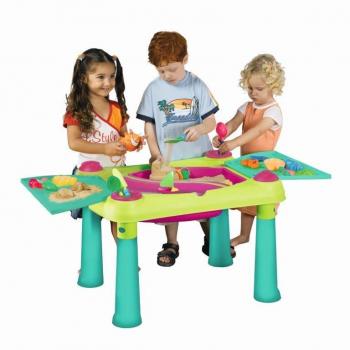 Dětský hrací a pracovní stolek plastový venkovní + vntřní, na vodu a písek, 76x50x56 cm