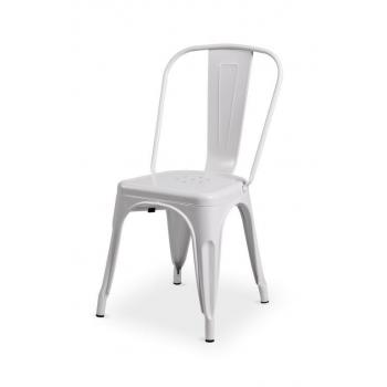 Industriální kovová židle do kaváren a hotelů, bílá, nosnost 120 kg