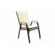 2x kovová zahradní židle s pevným rámem, textilní potah, černá / krémová