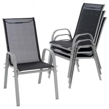 4x kovová stohovatelná židle s textilním sedlem a opěradlem, šedá / antracit