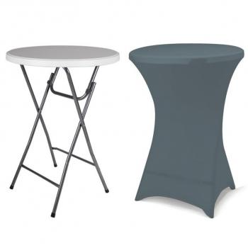Vysoký skládací stolek venkovní + vnitřní, včetně designového potahu, šedý, výška 110 cm