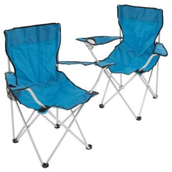 2x kládací venkovní přenosná židle na kempování / na zahradu, modrá, nosnost 120 kg