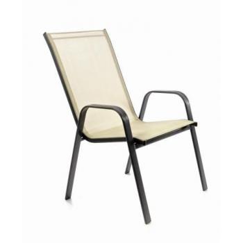 Stohovatelná zahradní židle ocel / umělá textile, krémová