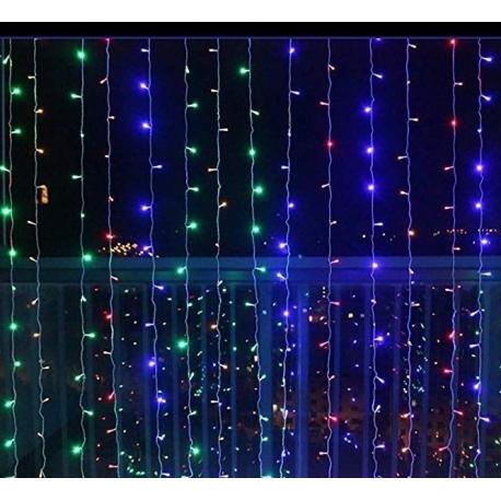 Barevný světelný závěs - vánoční osvětlení venkovní i vnitřní, svícení / blikání, 3x3 m