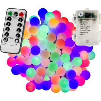 Párty osvětlení - řetěz na baterie venkovní + vnitřní, barevné kuličky, svícení + blikání, DO, 20 m