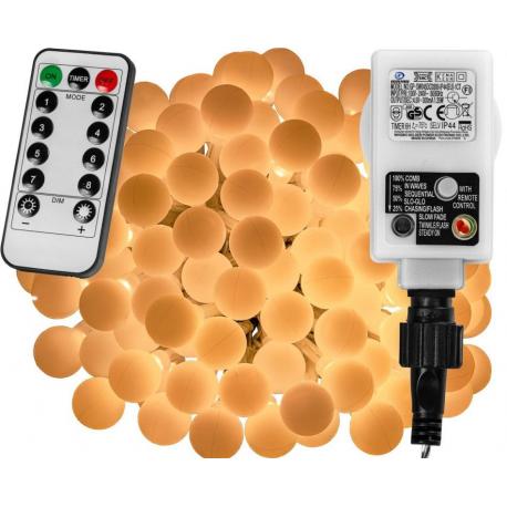 Osvětlení na párty- řetěz s teple bílými kuličkami venkovní + vnitřní, časovač, DO, efekty, 5 m