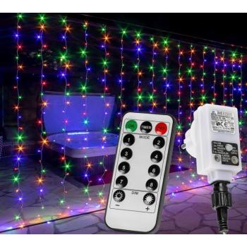 Vánoční osvětlení LED závěs venkovní / vnitřní, barevný, svícení + blikání, DO, 6x3m