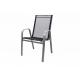 Venkovní stohovatelná kovová židle s prodyšným výpletem, světle šedá / antracit