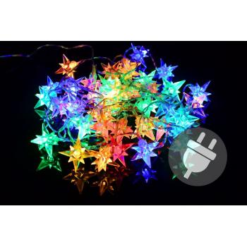 Vánoční LED řetěz z barevných hvězd, venkovní / vnitřní, do zásuvky, 4 m