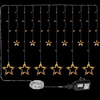 Dekorativní vánoční závěs se svítícími hvězdami, venkovní / vnitřní, teplá bílá, 2x1 m