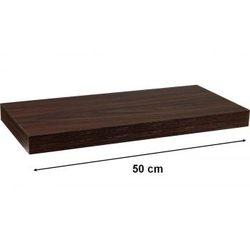 Jednoduchá nástěnná polička, tmavé dřevo, 50 cm