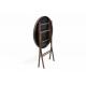 Menší kulatý stolek na balkon, skládací, hnědý kov / černé sklo, průměr 60 cm