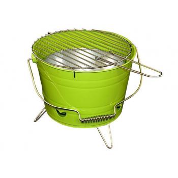 Přenosný stylový gril ve tvaru vědra (kbelíku), zelený, výška 23 cm