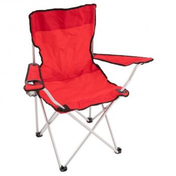 Skládací kempingová + rybářská židlička s opěrkami, do 120 kg, červená