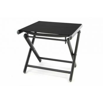 Skládací stolička / malá židle bez opěradla, kov / umělá textilie, černá