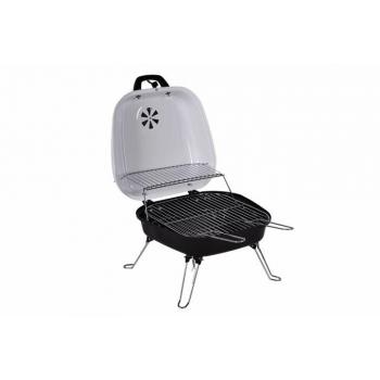 Přenosný kufříkový gril na cesty, bílá / černá, 46x42,5 cm