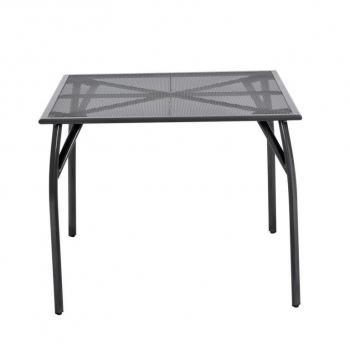 Kovový čtvercový stůl na terasu / zahradu, tahokov, černý, 90x90 cm