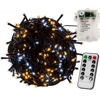 Venkovní světelný řetěz vánoční na baterie, tepl. / stud. bílá, blikající efekty, DO, 5 m