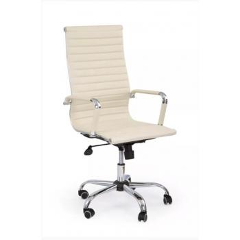 Elegantní krémová kancelářská židle otočná, chromované doplňky