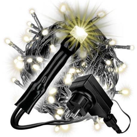 Světelný řetěz do zásuvky teple bílý venkovní + vnitřní, bez blikání, časovač, 240 LED, 23,9 m