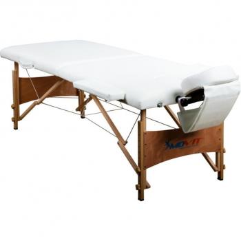 Přenosné masážní lehátko v kufříku, bílé, nastavitelná výška, 184 cm