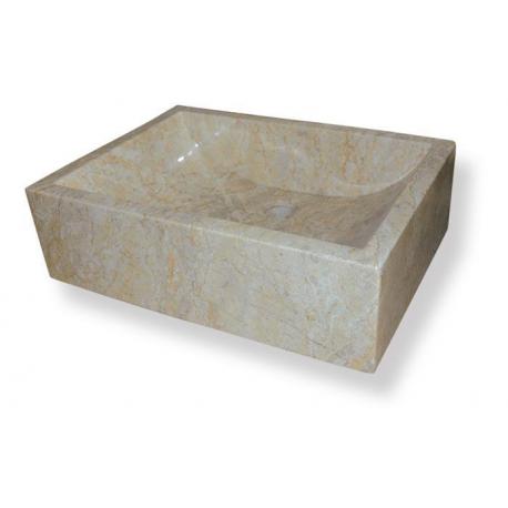 Luxusní kamenné umyvadlo do koupelny, přírodní mramor, krémová - leštěná, 55x40 cm