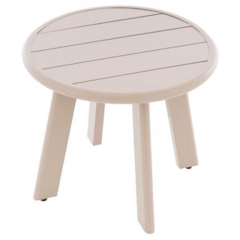 Malý kulatý stolek venkovní, béžový, průměr 52,5 cm, výška 45 cm
