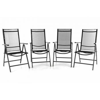 4x moderní lehká zahradní židle, skládací, polohovatelná, antracit / černá