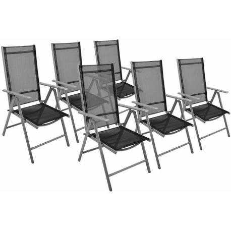 6x lehká moderní hliníková židle na zahradu / terasu, skládací, šedá / černá