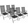 6x lehká moderní hliníková židle na zahradu / terasu, skládací, šedá / černá