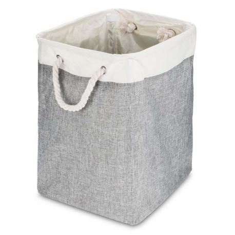 Menší látkový prádelní koš juta + bavlna, šedá / bílá, 40x51x31 cm