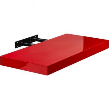 Designová nástěnná polička lesklá červená, neviditelné uchycení, 100 cm