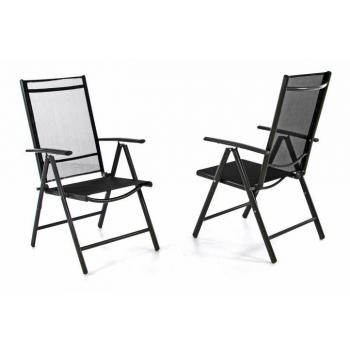 2x zahradní kovová židle, hliník / prodyšná textilie, antracit / černá