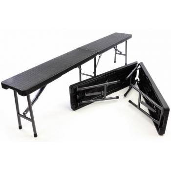 2x skládací venkovní lavice s přenosným madlem, černá, 180 cm