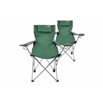 2x skládací přenosná venkovní židle, vč. polštářku, tmavě zelená