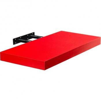 Nástěnná polička do obýváku / ložnice / kuchyně, skryté uchycení, rovná, červená, 60 cm