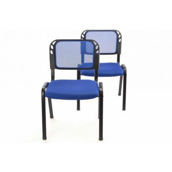 Stohovatelné ocelové židle s měkkým sedákem, sada 2 kusů, modré