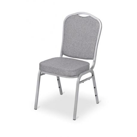 Interiérová pevná židle s vysokou nosností 150 kg, kov / textilie, šedá