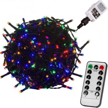 Vánoční LED řetěz do zásuvky venkovní + vnitřní, barevné LED diody, efekty svícení + blikání, DO, 60 m