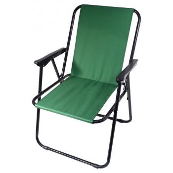 Kovová skládací kempingová židle s textilním potahem, zelená