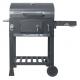 Zahradní gril na dřevěné uhlí, s víkem, 2 kolečka, litinový rošt, 29 kg