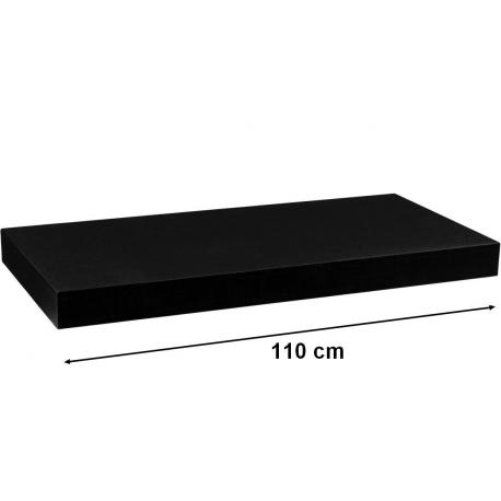 Designová nástěnná polička, skryté uchycení, černá, 110 cm