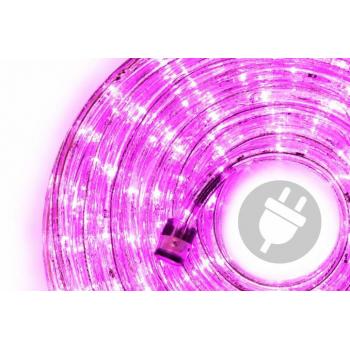 Světelný LED kabel růžový, na dům / zahradu / strom, do zásuvky 230 V, 10 m